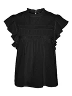Koszulki i topy damskie - VERO MODA VMTRINE SL LACE TOP WVN, czarny, M - miniaturka - grafika 1