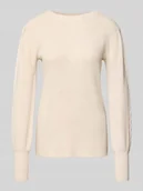 Swetry damskie - Sweter z dzianiny z prążkowanymi wykończeniami model ‘KANITA’ - miniaturka - grafika 1