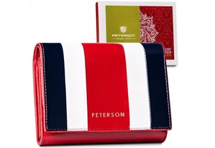 Trójkolorowy, mały portfel damski ze skóry naturalnej — Peterson - Portfele - miniaturka - grafika 1