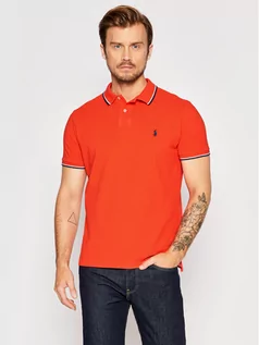 Koszulki męskie - Ralph Lauren Polo Polo 710842621016 Czerwony Custom Slim Fit - grafika 1
