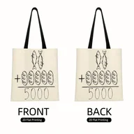 Torebki damskie - TEMU Torba Tote z Uroczym Nadrukiem "Ryby, Chleb, " – Kolorowa Torba na Ramię, Idealna na Zakupy, Spotkania, Wakacje, Podwójna Warstwa, Doskonały - miniaturka - grafika 1