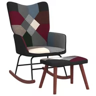 Fotele - vidaXL Fotel bujany z podnóżkiem, patchworkowy, obity tkaniną - miniaturka - grafika 1