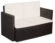 Sofy ogrodowe - Sofa ogrodowa ELIOR Jules, ciemnobrązowo-kremowa, 74x118x65 cm - miniaturka - grafika 1