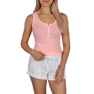 Piżamy damskie - Biało-pomarańczowa piżama w kaktusy S - miniaturka - grafika 1