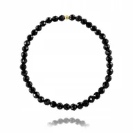 Bransoletki - Bransoletka TURMALIN CZARNY faset 4,0mm gumka Złota Kuleczka 19cm - miniaturka - grafika 1