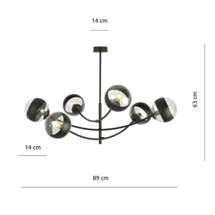 Emibig Hunter lampa sufitowa 6-punktowa czarna/transparentna 1101/6 - Lampy sufitowe - miniaturka - grafika 5