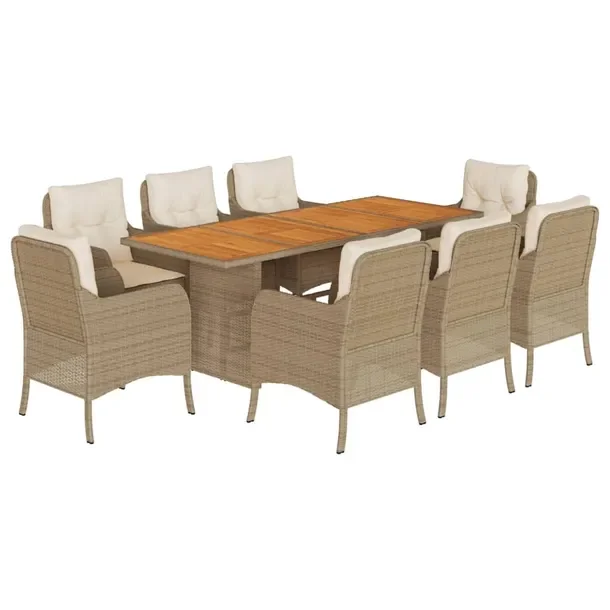 Zestaw mebli ogrodowych Rattan PE 8+1 beige-brąz 190x80x74cm