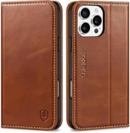 Portfele - Etui z klapką Portfel Skóra Shieldon do Apple iPhone 16 Pro Max brązowy - miniaturka - grafika 1