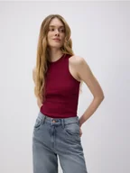 Koszulki i topy damskie - Reserved - Bawełniany top - bordowy - miniaturka - grafika 1