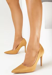 Brązowe Wysokie Szpilki z Imitacji Zamszu Sandstra - Czółenka - miniaturka - grafika 1