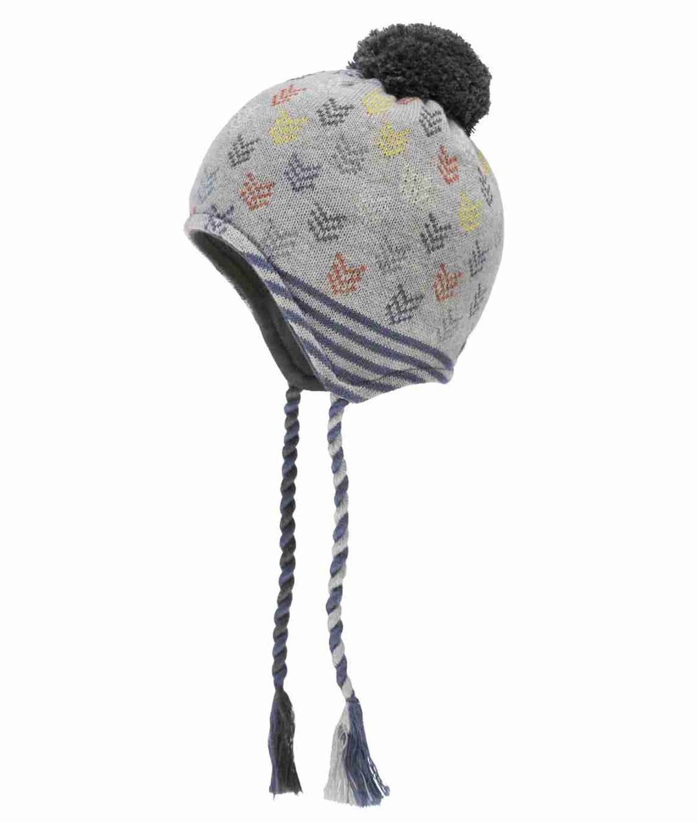 Czapka dziecięca wiązana, szara, wzorki, Döll