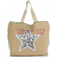 Torebki damskie - Firmowa Torba Damska w rozmiarze XXL Wytrzymała i Pojemna idealna na Lato Srebrna Gwiazda - miniaturka - grafika 1