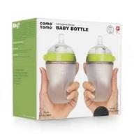 Butelki dla niemowląt - Comotomo, Zestaw antykolkowych butelek silikonowych, MOM'S BREAST, 250 ml, Green Baby - miniaturka - grafika 1