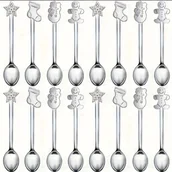 Inne - 16 sztuk, łyżeczki do kawy ze stali nierdzewnej w świątecznym stylu, łyżeczki do deserów, nadające się do mycia w zmywarce, odpowiednie do kuchni, - miniaturka - grafika 1