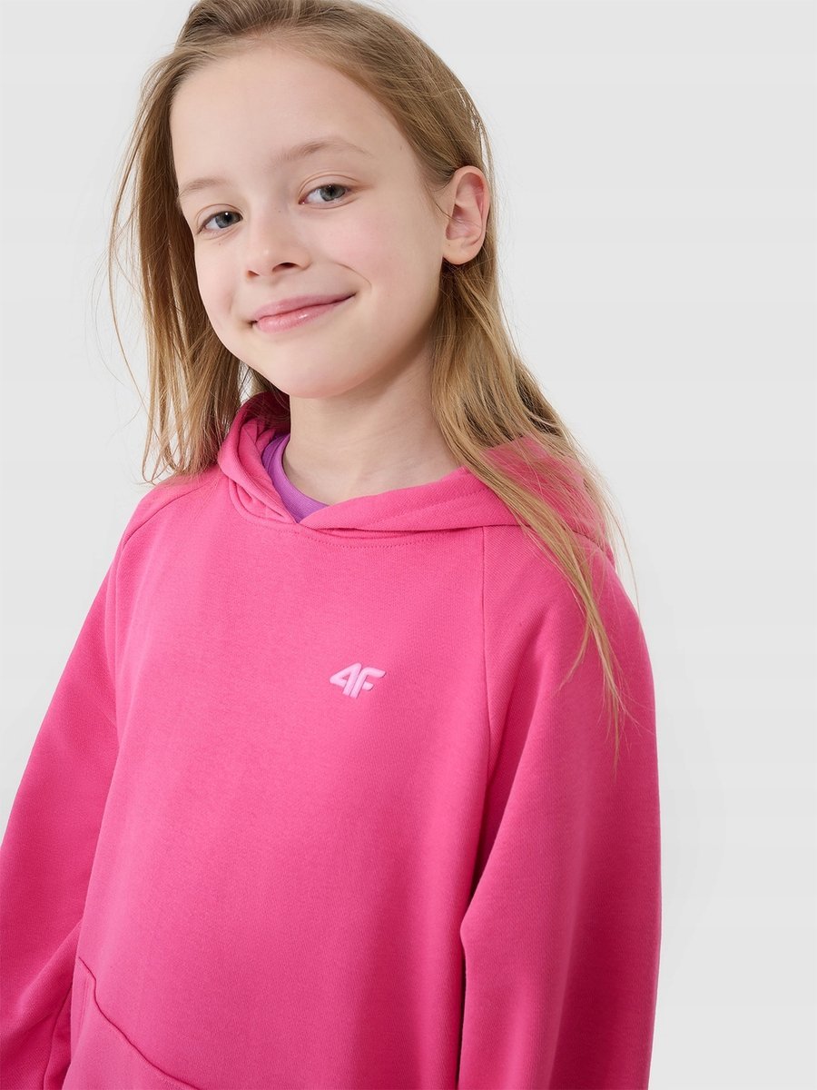 BLUZA DZIEWCZĘCA 4F DRESOWA NIEROZPINANA Z KAPTUREM TSWSF1478 SS25 158