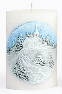 Lumarko Świeca Pejzaż Zimowy Elipsa 10x6,5x15cm Parafinowa Biała! - Świece - miniaturka - grafika 1