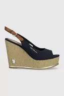 Espadryle damskie - U.S. Polo Assn. sandały AYLIN damskie kolor granatowy na koturnie AYLIN013D - miniaturka - grafika 1