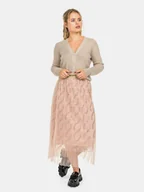 Spódnice - Spódnica tiulowa z cekinami beżowy M - miniaturka - grafika 1