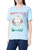 Koszulki i topy damskie - Love Moschino Damska koszulka z krótkim rękawem o regularnym kroju z brokatem Ollie Transfer Print, jasnoniebieski, 42 - miniaturka - grafika 1