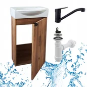 Szafki łazienkowe - Zestaw Szafka Łazienkowa Wisząca z Umywalką 40 x 33 Bateria Obrotowa Syfon - miniaturka - grafika 1