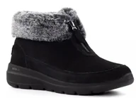 Śniegowce damskie - Skechers Śniegowce Ocieplane Czarne na Zamek ze Skórą 38 Jja - miniaturka - grafika 1