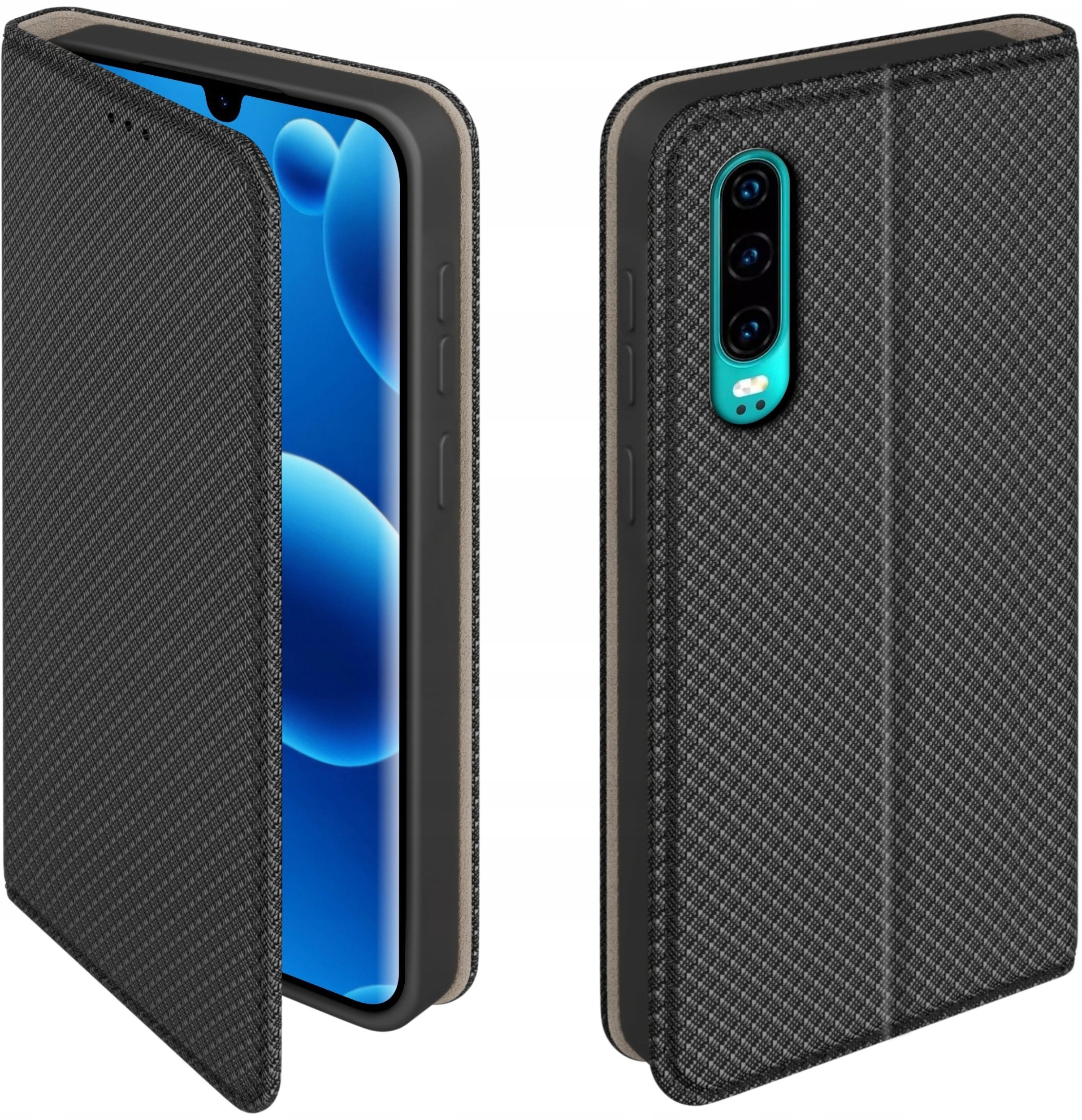 krainaGSM Etui Z Klapką Do Huawei P30 Zamykane Czarne Futerał