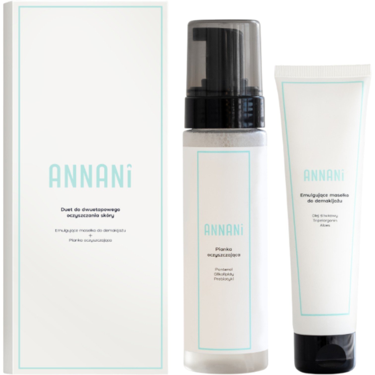 Annani zestaw Duet do dwuetapowego oczyszczania skóry: Masełko 100g + Pianka oczyszczająca 200ml