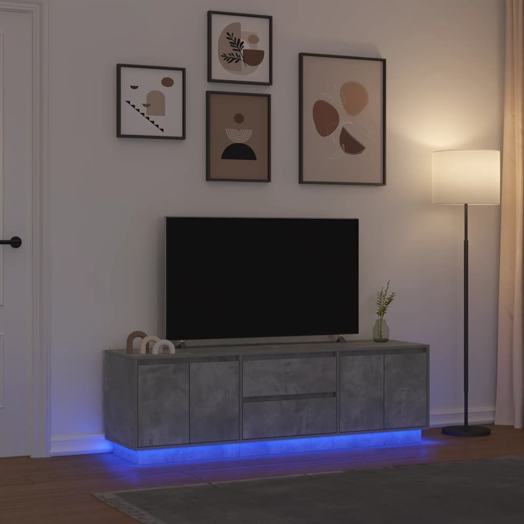 vidaXL Szafka RTV z oświetleniem LED Beton Szary 160,5x41x50 cm