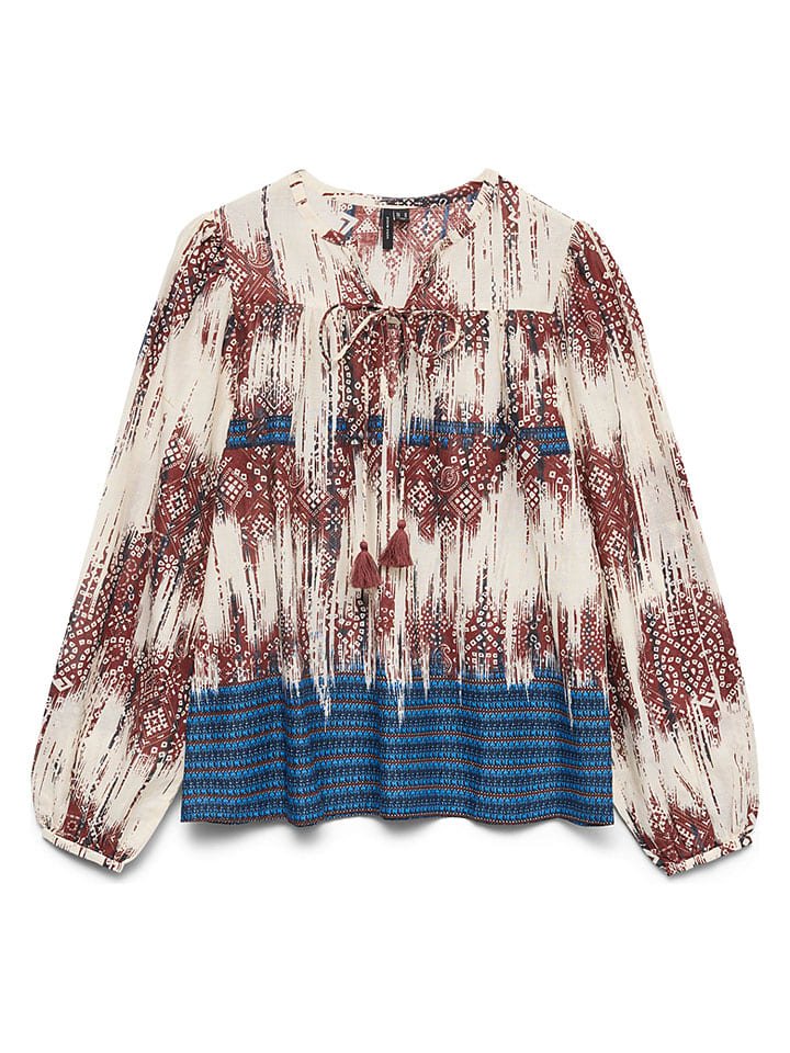 Vero Moda Bluzka w kolorze kremowo-niebiesko-brązowym