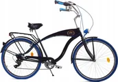 Rowery - Dallas Bike Rower Dallas Cruiser Men 28" 7spd GE - czarny z niebieskim - miniaturka - grafika 1