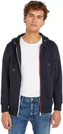 Bluzy męskie - Tommy Hilfiger Męska bluza z kapturem Split Global w paski na zamek błyskawiczny, pustynne niebo, M, Pustynne niebo, M - miniaturka - grafika 1
