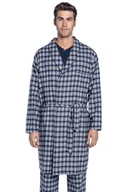 Szlafroki męskie - Męski flanelowy szlafrok PABLO Ciemnoniebieski L - miniaturka - grafika 1
