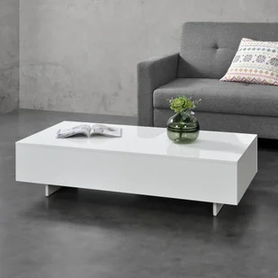 Stolik kawowy Braunschweig Stolik boczny 115 x 55 x 31 cm Stolik do sofy Stolik do salonu Stolik kawowy Biały [en.casa] - Ławy i stoliki kawowe - miniaturka - grafika 1