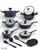 Zestawy garnków i patelni - KOMPLET GARNKÓW MARMURKOWYCH 15EL. POWŁOKA GRANITOWA INDUKCJA GAZ CZARNE - miniaturka - grafika 1