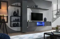 Meblościanki - ASM Meble Meblościanka SWITCH MET V grafit w połysku z podświetlenim LED ASM Meble - miniaturka - grafika 1