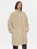 Płaszcze damskie - Liu Jo Futro MF3176 ES002 Beżowy Relaxed Fit - miniaturka - grafika 1
