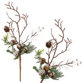 Ozdoby bożonarodzeniowe - Gałązka świąteczna sztuczna dekoracja do stroika 33 cm - miniaturka - grafika 1