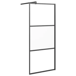 vidaXL VidaXL Ścianka prysznicowa z półką czarna, 100x195 cm ESG i aluminium - Ścianki i drzwi prysznicowe - miniaturka - grafika 4