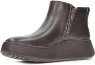 Botki damskie - Fitflop Damskie skórzane botki F-Mode, Czekoladowy Brąz, 39 EU - miniaturka - grafika 1
