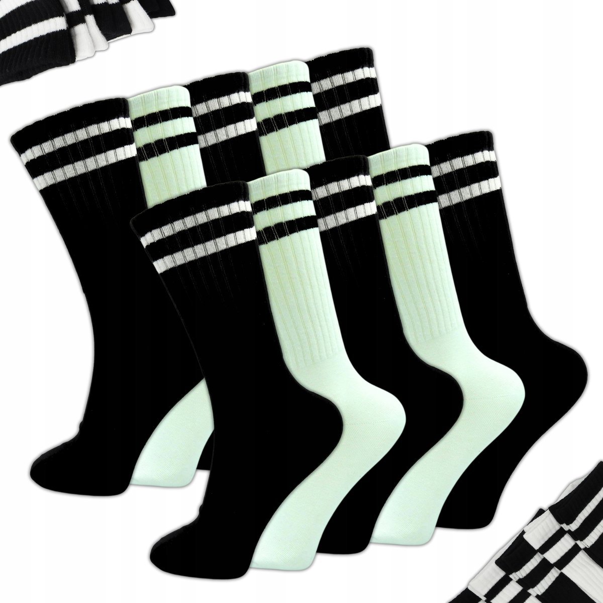 10 PAR Skarpety Damskie 38-42 Bawełniane 97% Skarpetki Czarne białe zestaw