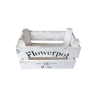 Donice - Skrzynka Drewniana Biała z Czarnym Nadrukiem Średn - miniaturka - grafika 1