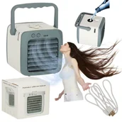 Klimatyzatory - Mini Klimatyzator Wentylator Przenośny Wiatrak Na Wodę Biurkowy Usb 3W1 - miniaturka - grafika 1