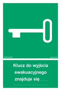 AB001 KLUCZ DO WYJŚCIA EWAKUACYJNEGO ZNAJDUJE SIĘ…, FS - FOLIA SAMOPRZYLEPNA FOTOLUMINESCENCYJNA; (100X148MM) - Systemy ekspozycyjne i znaki informacyjne - miniaturka - grafika 1