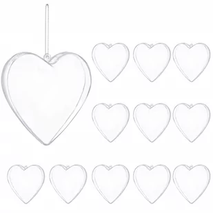 Bombki akrylowe 10cm serce plastikowe decoupage zestaw 12 szt. - Bombki - miniaturka - grafika 1