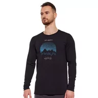 Koszulki sportowe męskie - Męska koszulka z długim rękawem Brubeck Outdoor Wool Pro LS czarny - M - miniaturka - grafika 1