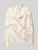 Bluzki damskie - Bluzka o pudełkowym kroju z długim rękawem i wzorem na całej powierzchni - miniaturka - grafika 1