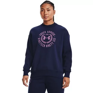 Damska bluza dresowa nierozpinana bez kaptura UNDER ARMOUR Rival Fleece Crest Graphic Crew - granatowa - Bluzy sportowe damskie - miniaturka - grafika 1
