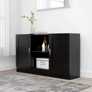 vidaXL Szafka, czarna, 120 x 30,5 x 70 cm, płyta wiórowa 802778 - Szafki do salonu - miniaturka - grafika 18