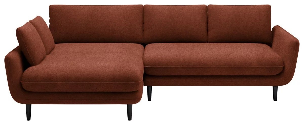 DOMO-HOME Narożnik z funkcją spania SOLANO - Elegancki skandynawski narożnik 260x167cm| Skrzynia na pościel i drewniane nóżki dla wygody i stylu Wysokiej jakości materiały Kolor czerwony Lewy