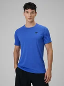 Koszulki sportowe męskie - 4F Koszulka treningowa regular szybkoschnąca męska - niebieska XXL - miniaturka - grafika 1